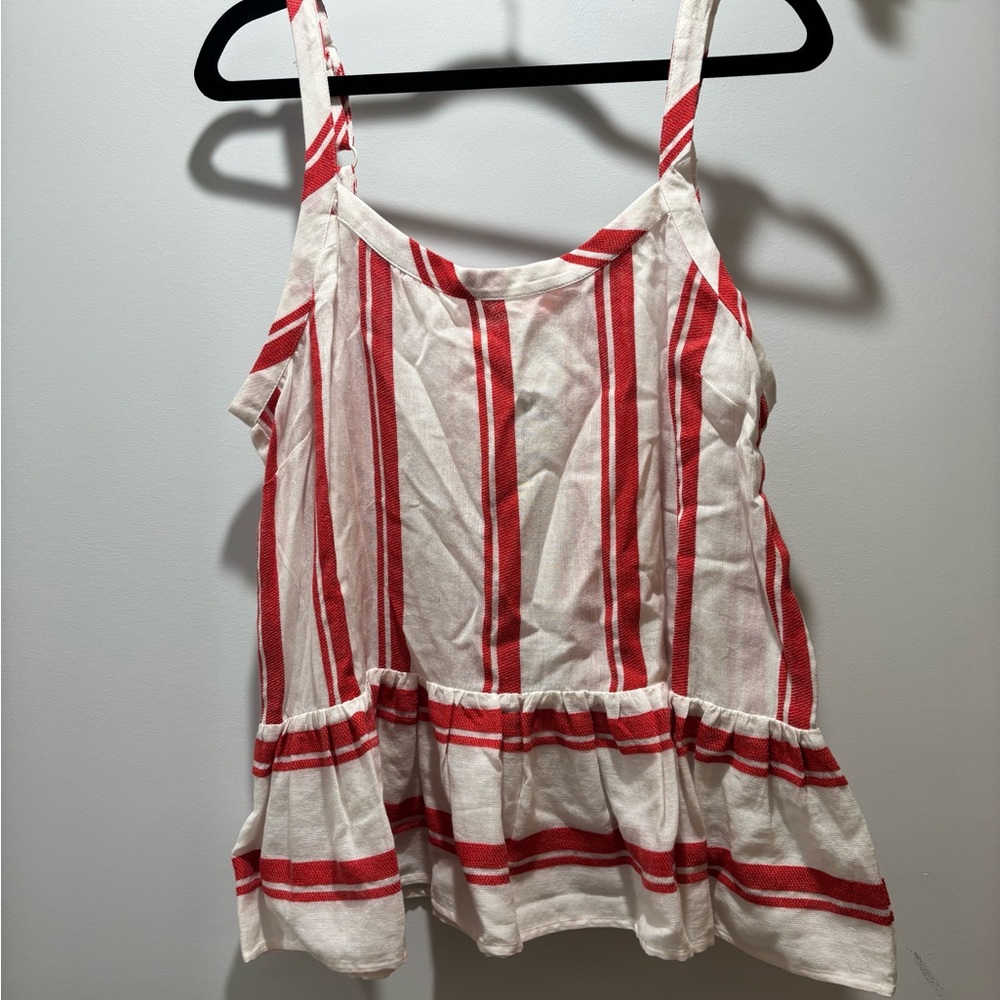 For The Republic Red and White Striped Camisole